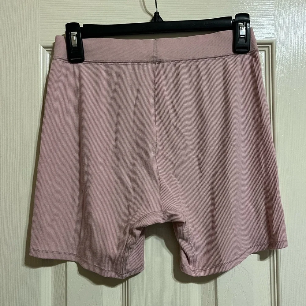 Skims Pink Ribbed Boxer Shorts Med - Picture 4 of 6